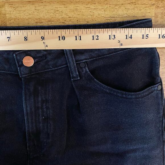 Express Women's Size 6 Relaxed Tapered Mid Rise Black Denim Jeans Cotton - Picture 9 of 11